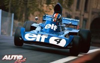 Francois Cevert con el Tyrrell 006 en el circuito de Montjuic Park, durante el Gran Premio de España de Fórmula 1 de 1973.