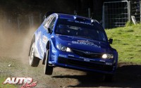 Peter Solberg con el Subaru Impreza WRC en el Rally de Nueva Zelanda 2008, puntuable para el Campeonato del Mundo de Rallyes WRC.